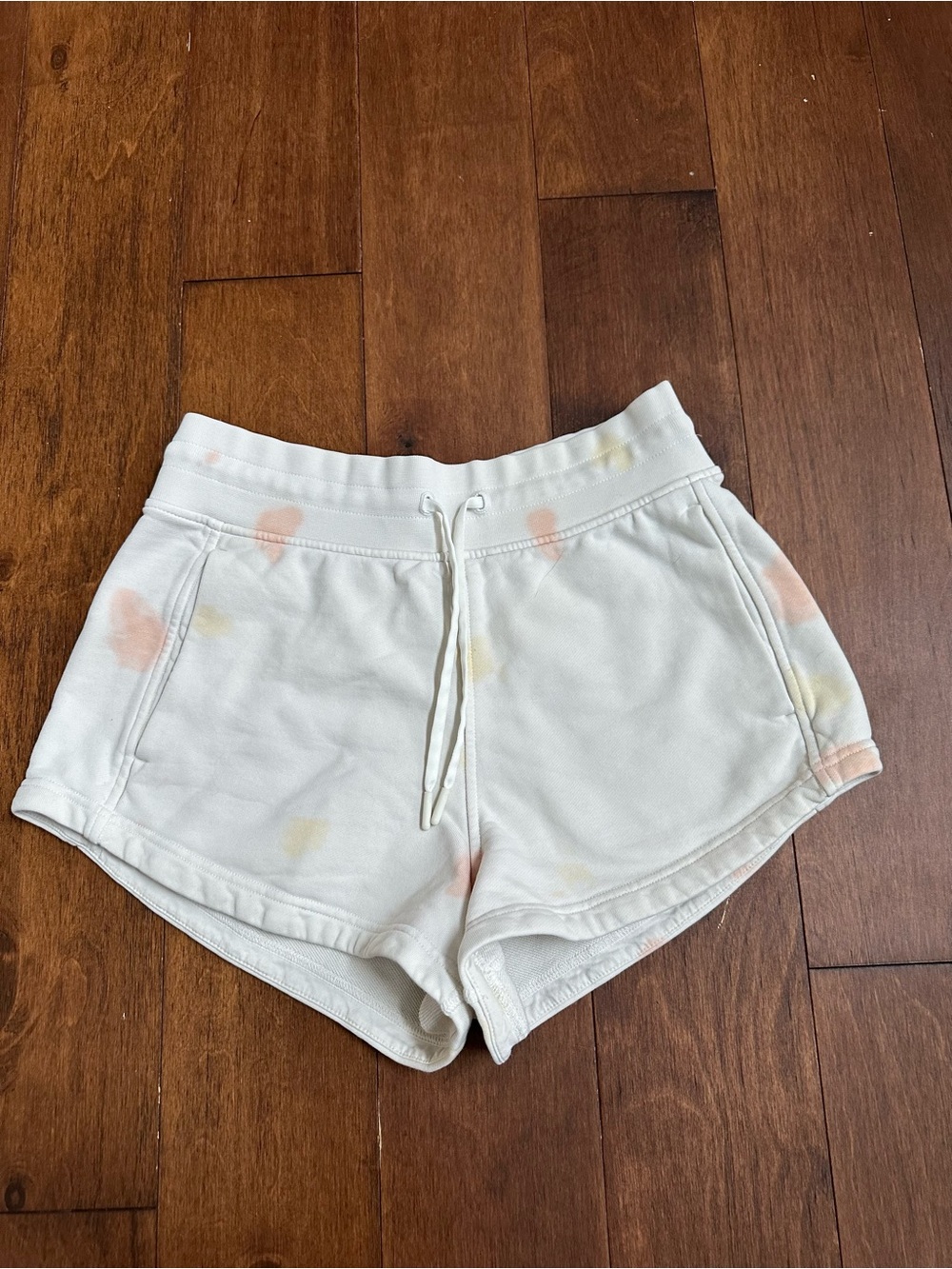 White Tie-Dye Lounge Scuba Shorts with Drawstring